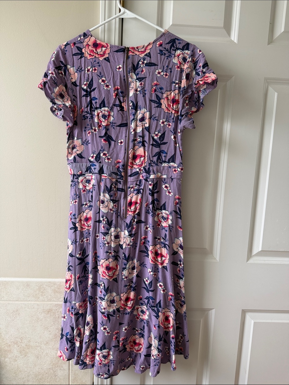Xhilaration Lavender Floral Wrap Dress with Pink Blooms - Picture 3 of 3